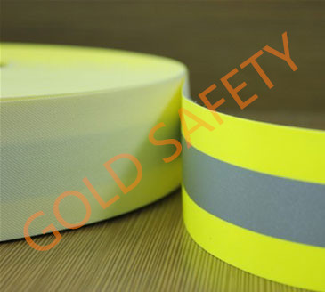High Visibility 100% aramid fireproof reflective tape yellow-silver-yellow GS-1303-NM2Y