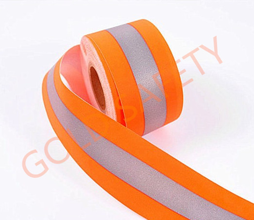 High Visibility 100% aramid fireproof reflective tape orange-silver-orange GS-1303-NM2O
